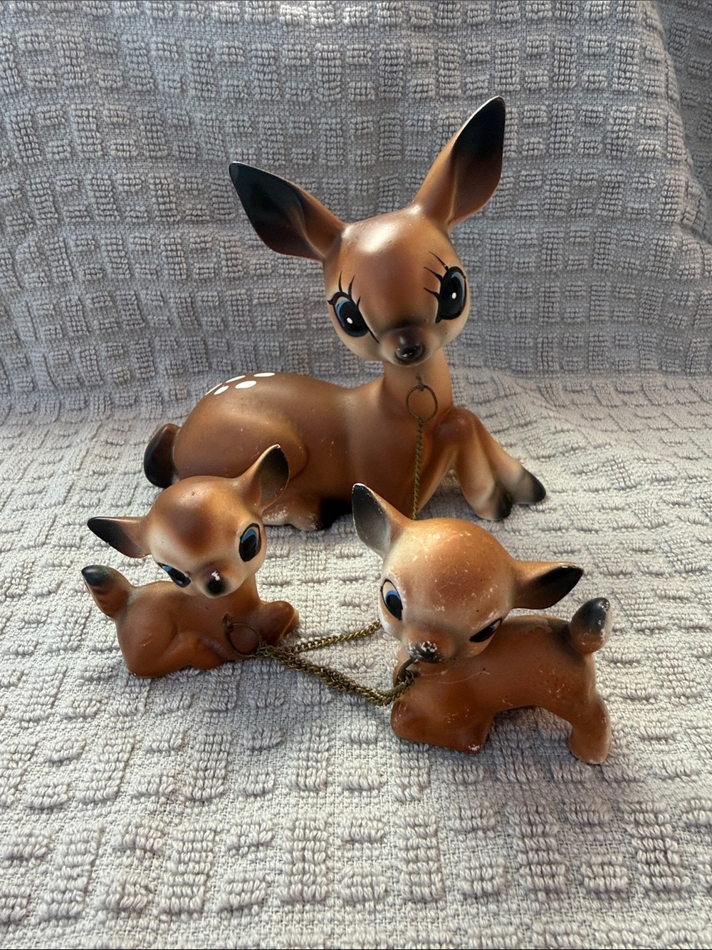 Vintage norcrest deer Bambi porcelain figurine with chains